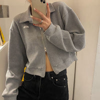 Thumbnail for Cropped Zipper Sweater